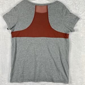 Satva Womens L Sporty Gray Organic Cotton Mesh Back Yoga Gym Workout Top Shirt